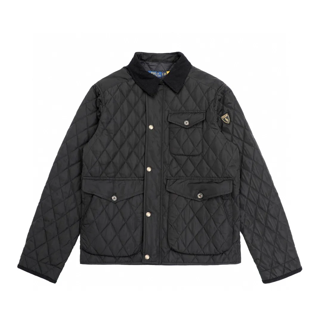 🅿️400 Ralph Lauren New Logo Logo Diamond Plaid Old Money Style Jacket Casual Couple Style Small Cotton Clothes 1️⃣Selected high-quality high-elastic cotton, internal and external integrated quilting technology with moderate thickness, encrypted high-quality quilting threads to integrate the fabrics into one! 2️⃣The workmanship details are perfectly controlled, the sleeves and shoulders are exquisitely embroidered with patches and small labels, the corduroy color-blocked lapels, and the multi-pocket design show off the details and highlight your personality! The version is simple but not simple! 3️⃣It is very youthful and energetic, and can be easily worn by both men and women. It is very in line with the fashion aesthetic concepts of today's young people! 4️⃣A full set of customized accessories, complete with three standards, same style for men and women, a must-have for couples! Color: black, navy blue Size: S, M, L, XL